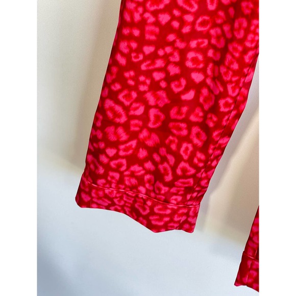 Good American Red Pink Leopard Satin Pajama Pants Drawstring Waist Size 4 (XL) - Picture 3 of 10